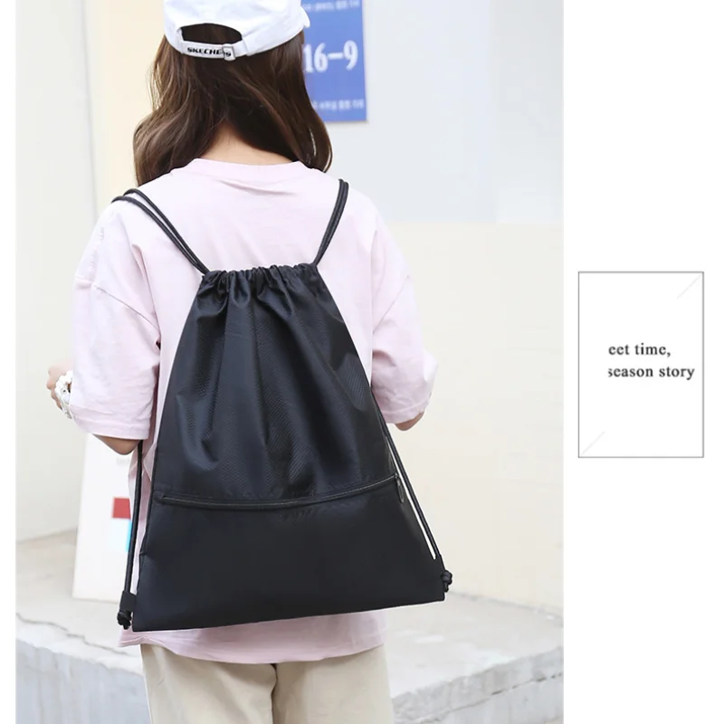 Lightweight Drawstring Backpack for Men and Women Sports Fitness Backpack Outdoor Leisure Backpack Zipper Bag - Image 3