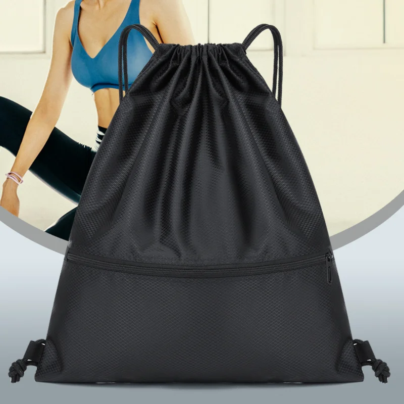 Lightweight Drawstring Backpack for Men and Women Sports Fitness Backpack Outdoor Leisure Backpack Zipper Bag